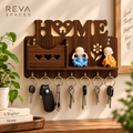 Wooden HOME Key Holder with Shelf | Wall Mounted Key Organizer